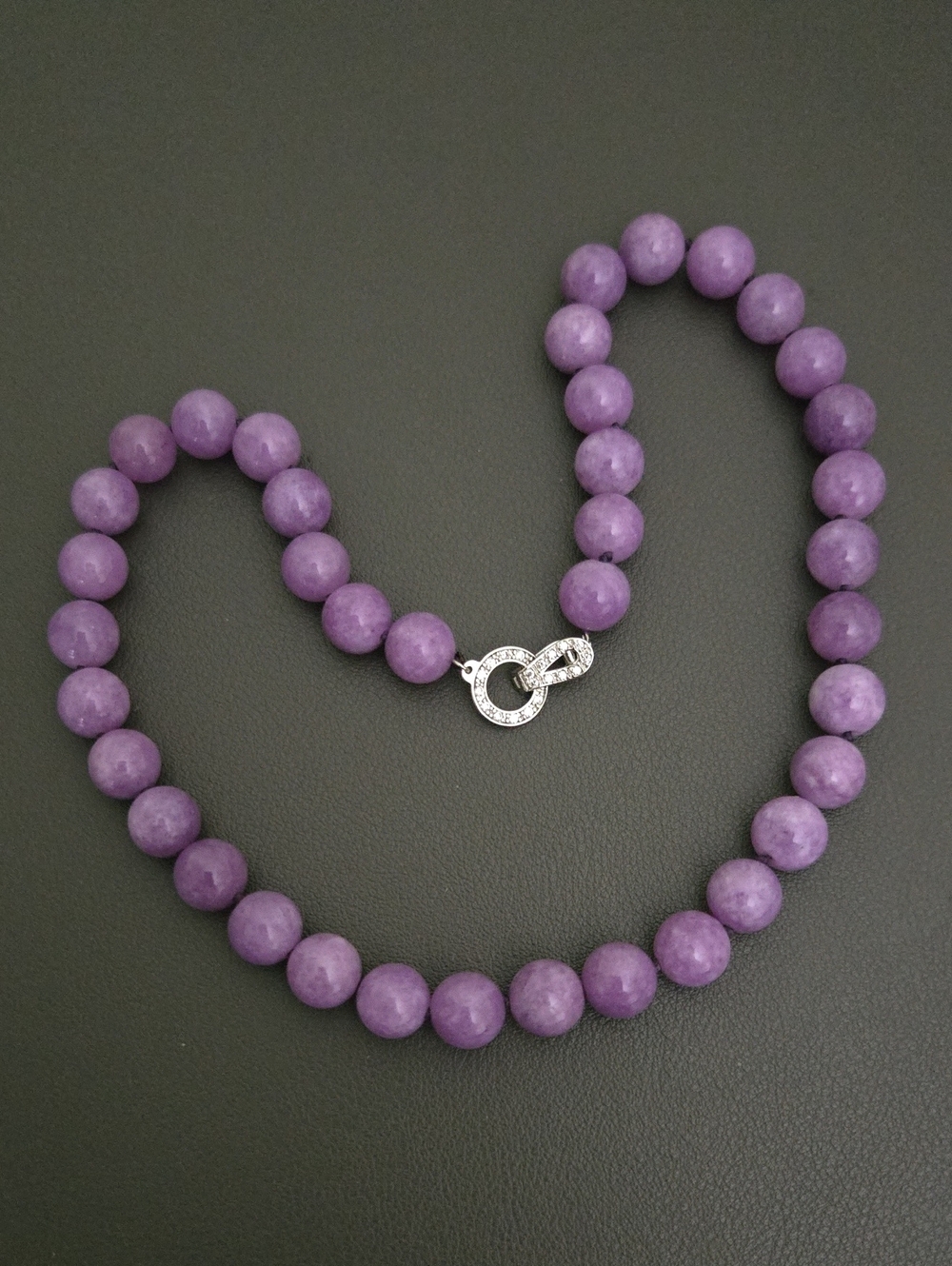 Lavender Jade Beaded Necklace - Round Stone Strand